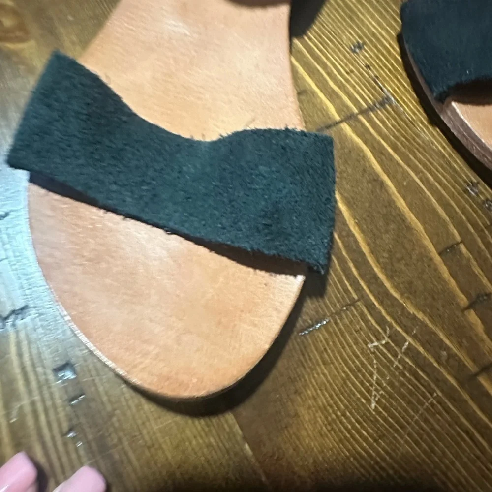 Free People Western Buckle Black Suede Sandals size 40 10 EUC